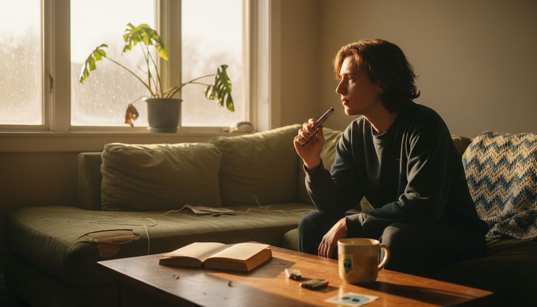 Young adult contemplating cannabis use at home