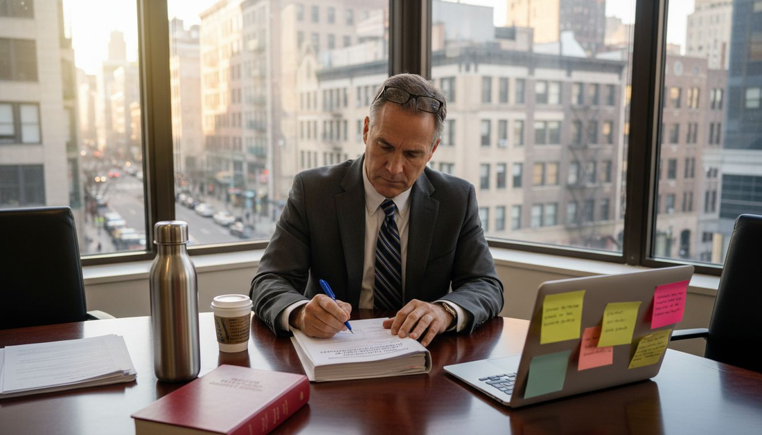 Attorney reviewing THCa federal law changes in office