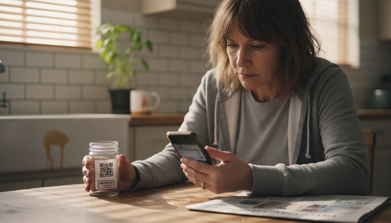 Woman reviews lab-tested cannabis flower at home
