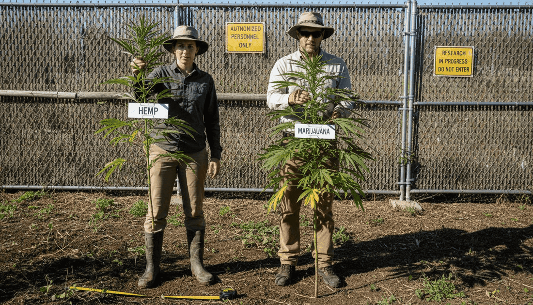 Botanists comparing hemp and marijuana plants